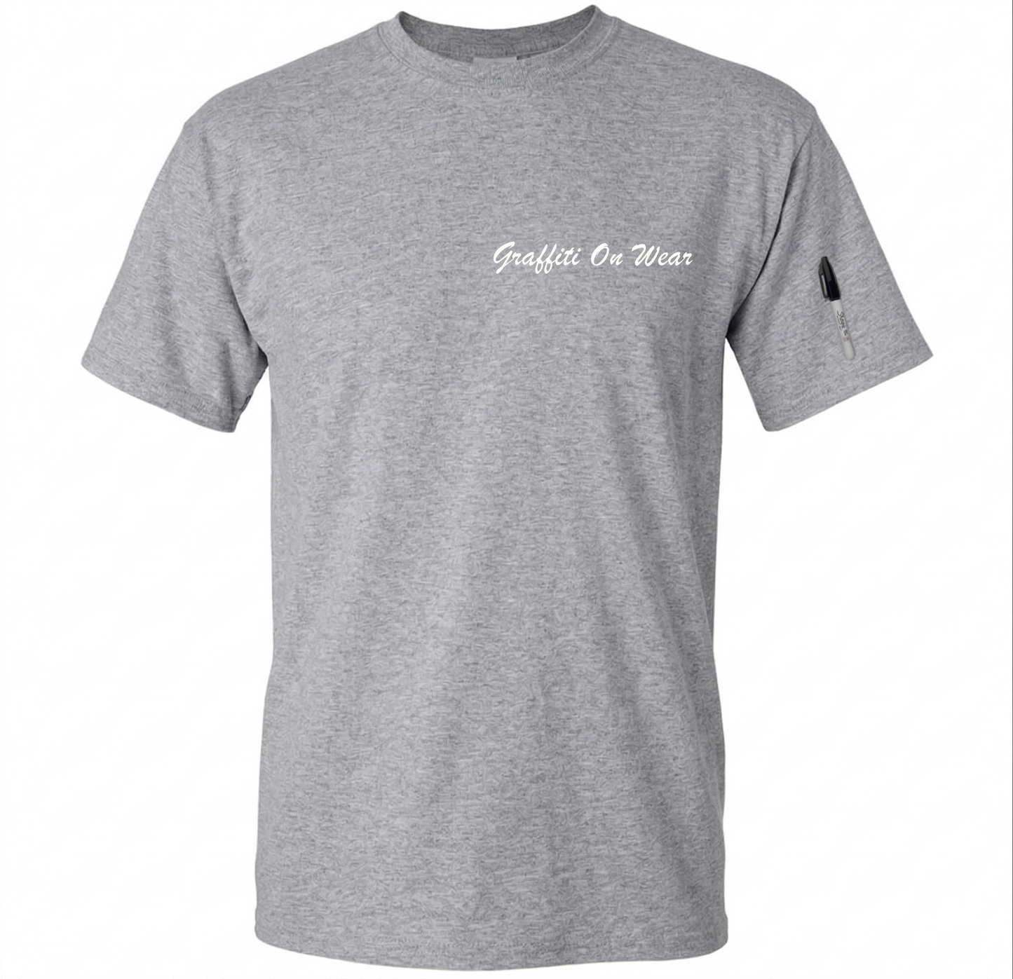 Embroidered Grey Script T-Shirt
