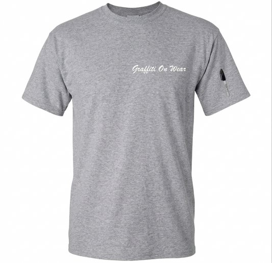 Embroidered Grey Script T-Shirt