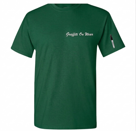 Embroidered Green Script T-Shirt