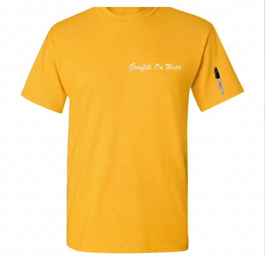 Embroidered Yellow Script T-Shirt