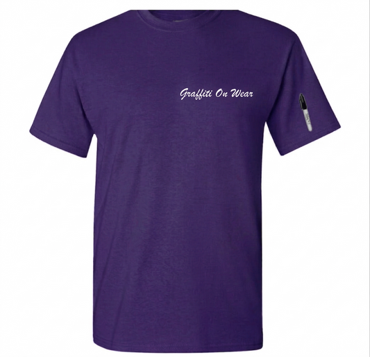 Embroidered Purple Script T-Shirt